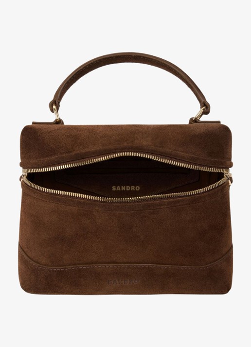 Sandro Handtas van suède - detail 3 brown / bruin