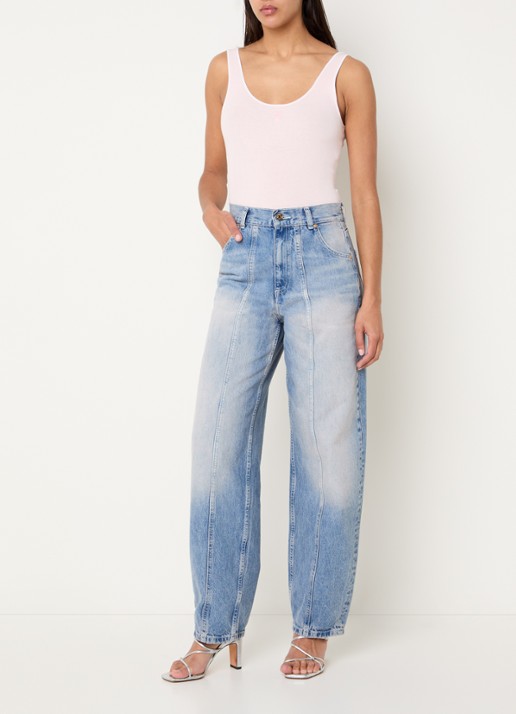 Sandro High waist balloon fit jeans met lichte wassing - voorkant 4 indigo