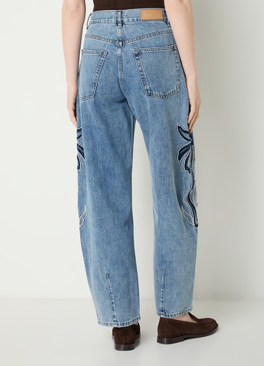 Sandro High waist balloon fit jeans met palmboom - achterkant blauw
