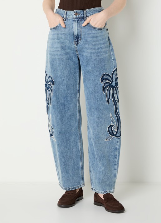 Sandro High waist balloon fit jeans met palmboom
