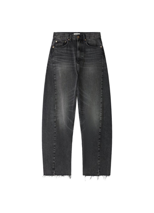 Sandro High waist balloon fit jeans met steekzakken - voorkant donkergrijs