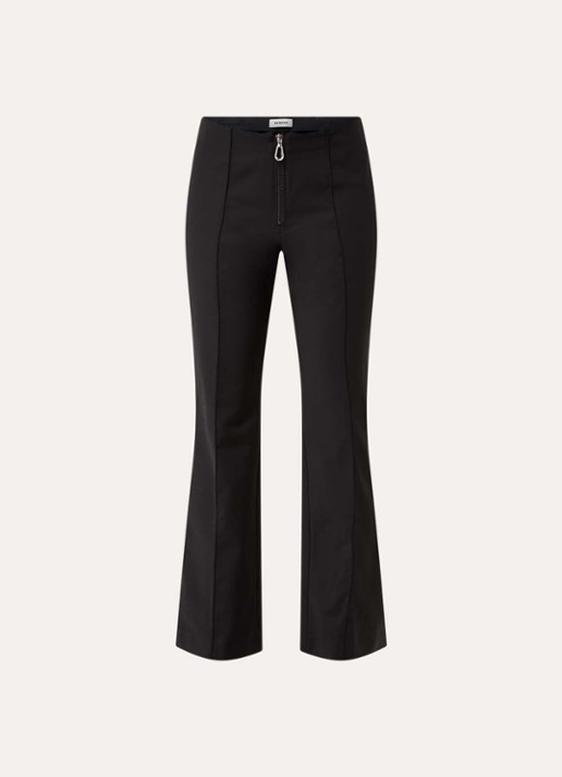 Sandro High waist cropped flared pantalon met persplooi - voorkant 2 zwart