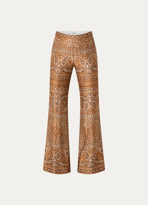 Sandro High waist flared broek met print - voorkant bruin