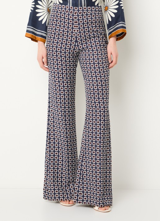 Sandro High waist flared fit broek in linnenblend met bloemenprint