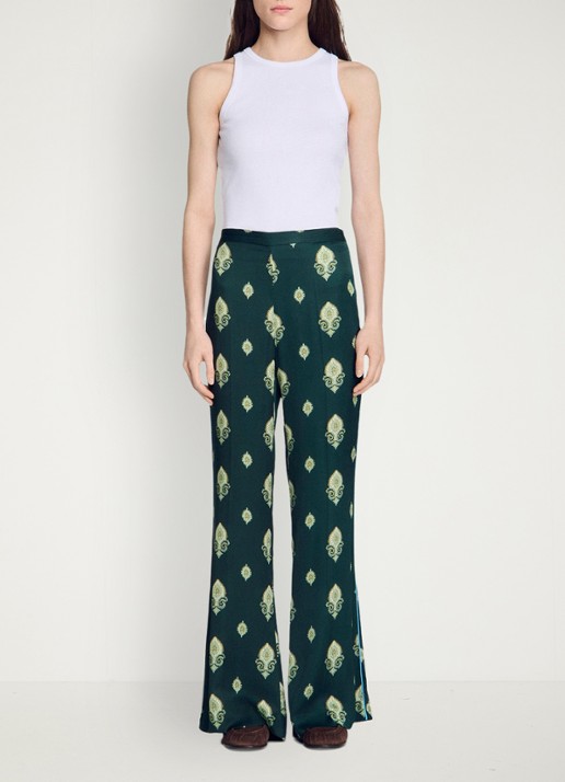 Sandro High waist flared fit broek met paisley print - detail 5 groen