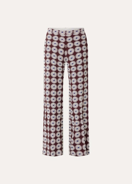 Sandro High waist flared fit pantalon met bloemenprint - voorkant 2 bruin