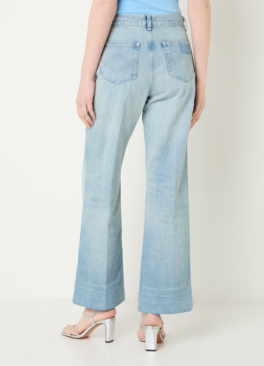 Sandro High waist flared jeans met lichte wassing - achterkant 3 indigo