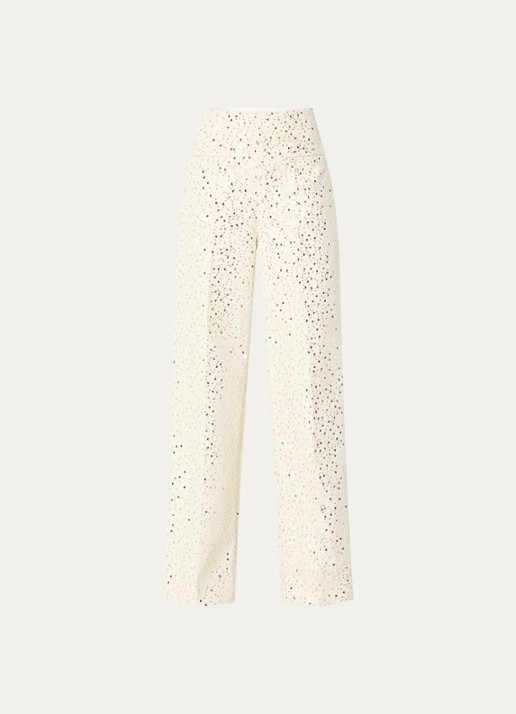 Sandro High waist loose fit broek met pailletten - voorkant 2 beige