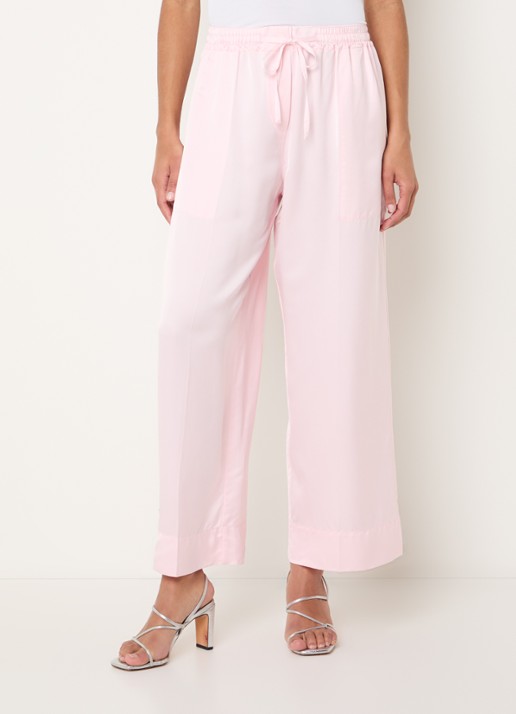 Sandro High waist loose fit broek van satijn met koord