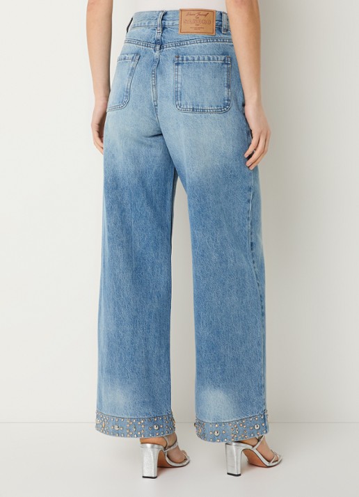 Sandro High waist loose fit jeans met lichte wassing - achterkant indigo