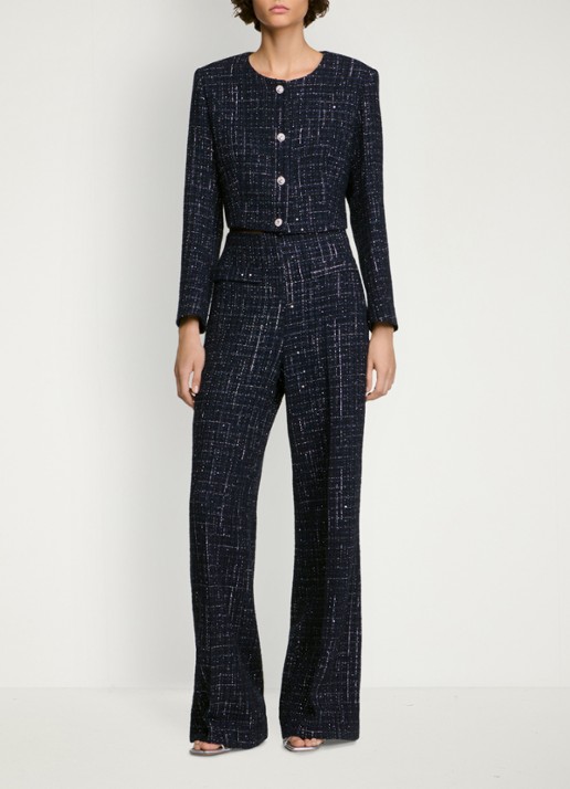 Sandro High waist loose fit pantalon van tweed