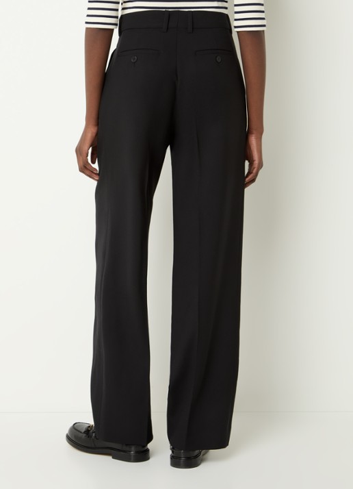 Sandro High waist loose fit pantalon van wol met persplooi - achterkant 4 zwart