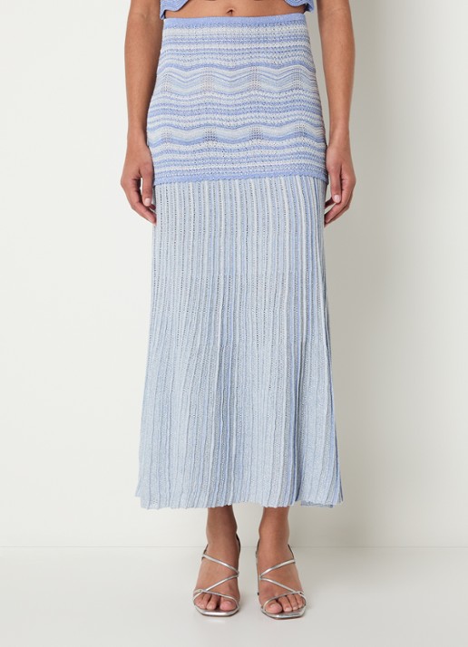 Sandro High waist midi rok met streepprint