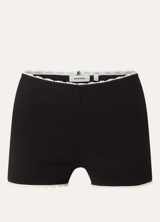 Sandro High waist skinny fit korte broek met imitatieparels - voorkant 2 zwart