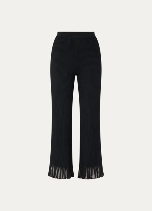 Sandro High waist straight fit broek met franjes - voorkant zwart