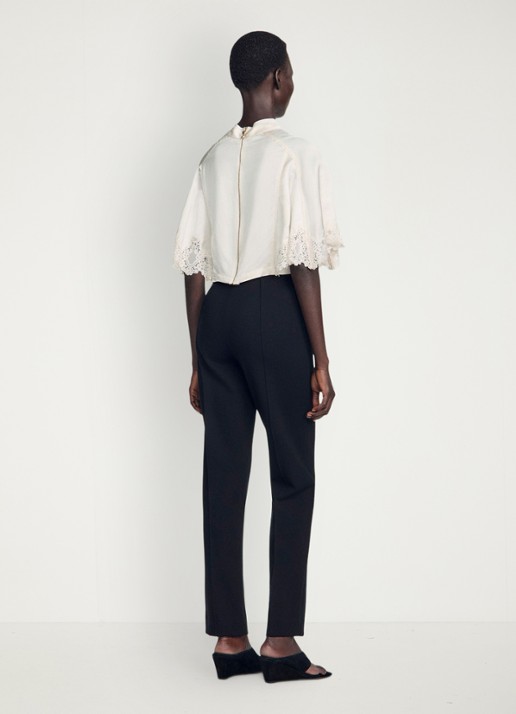 Sandro High waist straight fit broek met ritszakken - achterkant 6 zwart