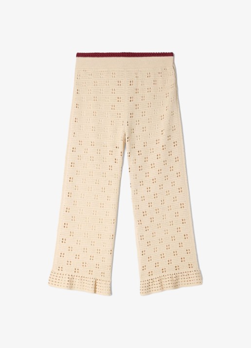 Sandro High waist straight fit broek van crochet - voorkant 5 beige