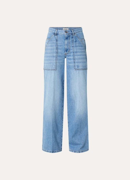 Sandro High waist straight fit jeans met lichte wassing - voorkant 2 indigo