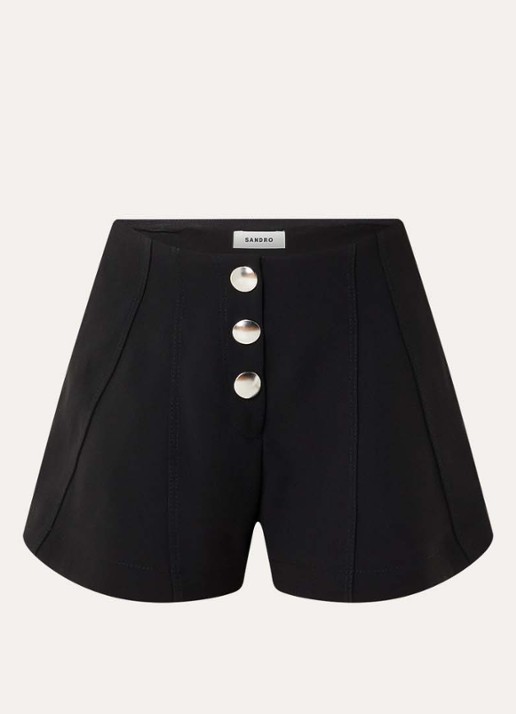 Sandro High waist straight fit korte broek met steekzakken - voorkant 2 zwart