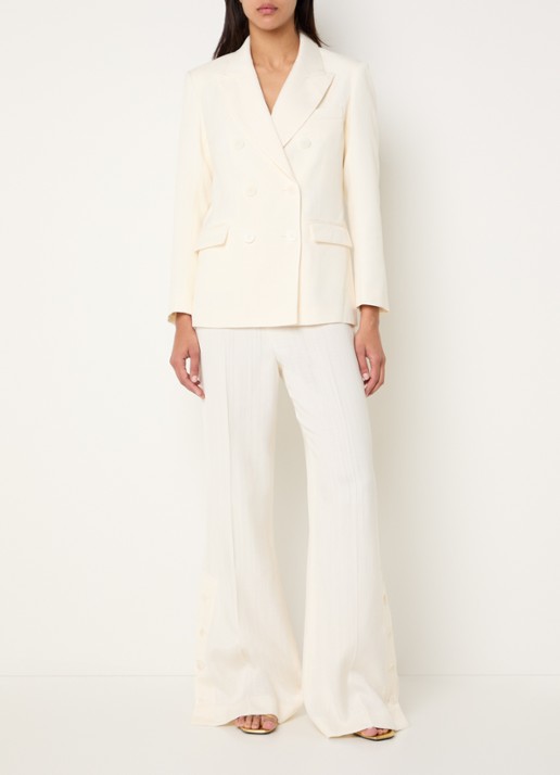 Sandro High waist straight fit pantalon met knoop detail - voorkant 3 ivoor