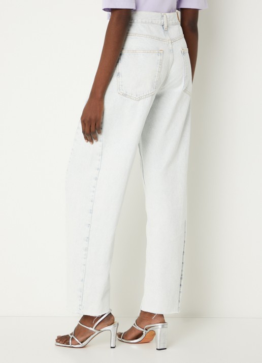 Sandro High waist straight leg jeans met lichte wassing - achterkant indigo