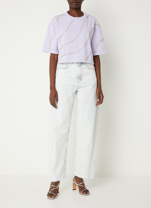 Sandro High waist straight leg jeans met lichte wassing - voorkant 5 indigo