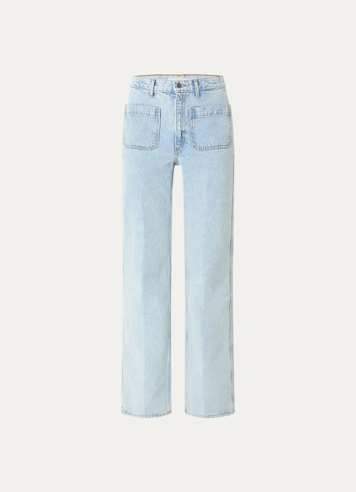 Sandro High waist straight leg jeans met lichte wassing - voorkant 3 indigo