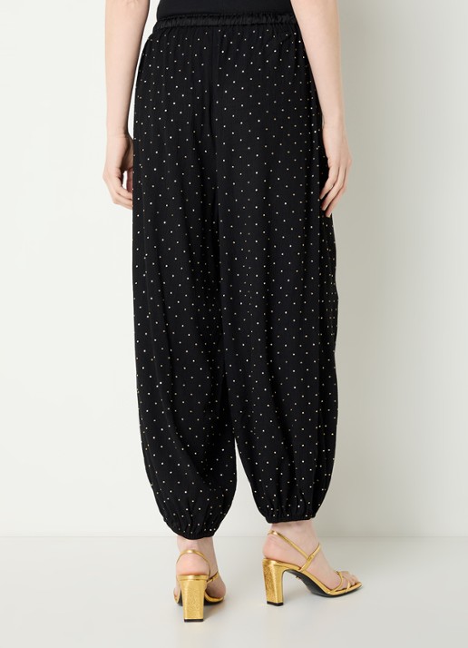 Sandro High waist tapered fit broek met strass - achterkant 2 zwart