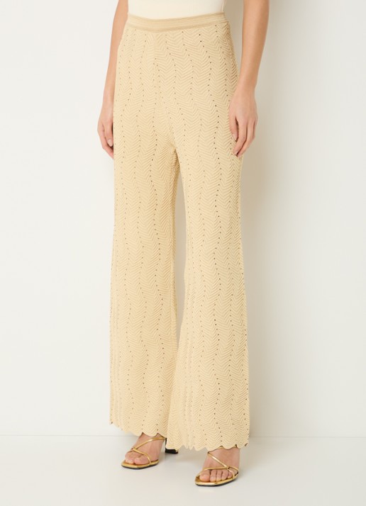 Sandro High waist wide fit broek met lurex en strass - detail 4 goud