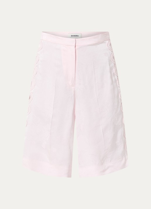 Sandro High waist wide fit korte broek met broderie - voorkant 3 lichtroze