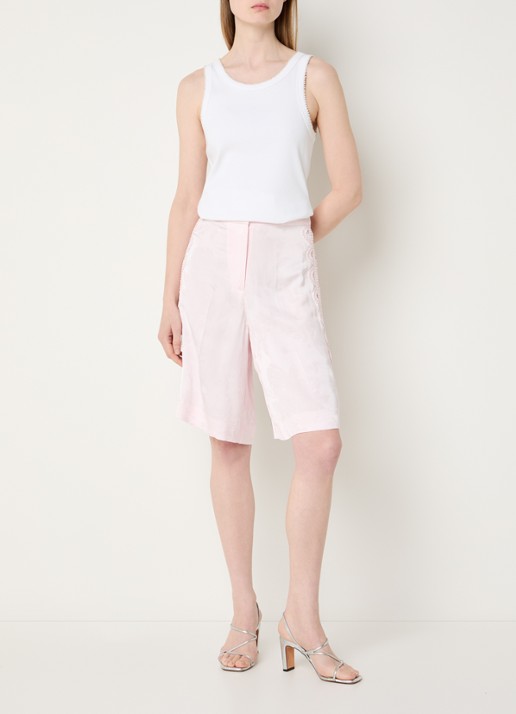 Sandro High waist wide fit korte broek met broderie - voorkant 4 lichtroze