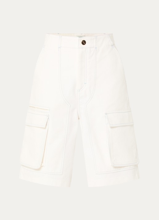 Sandro High waist wide fit korte broek van denim met gekleurde wassing - voorkant 2 wit