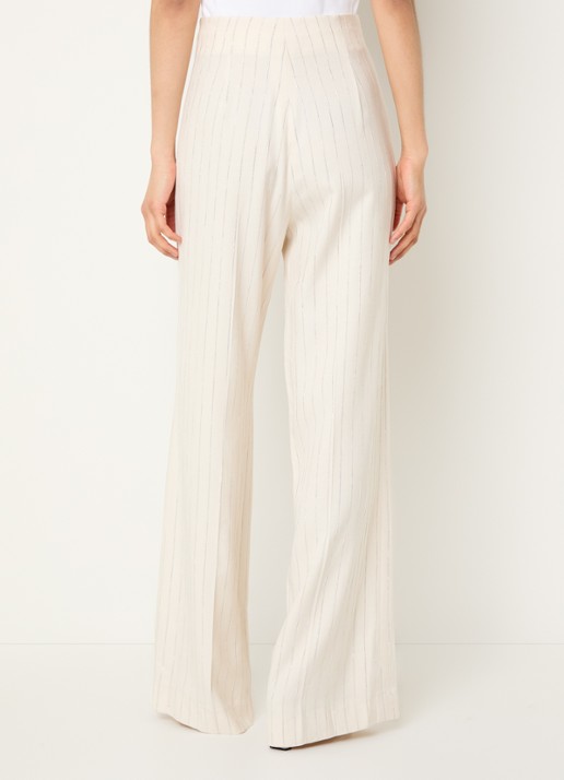 Sandro High waist wide fit pantalon met lurex - achterkant 4 creme