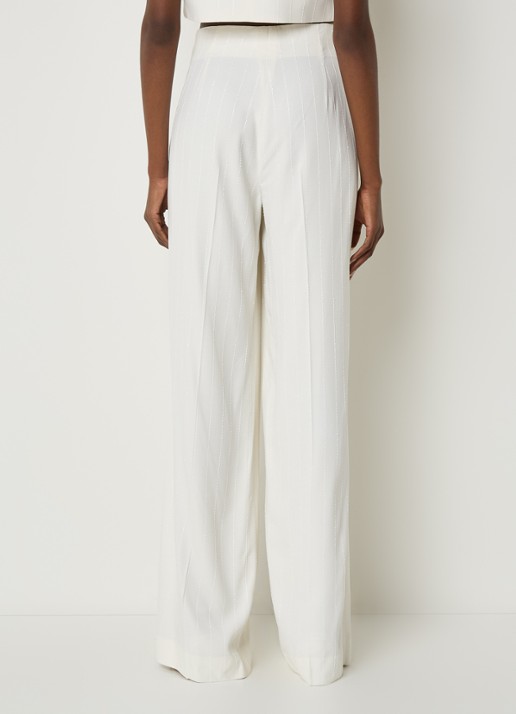 Sandro High waist wide fit pantalon met pailletten - achterkant 4 gebroken wit