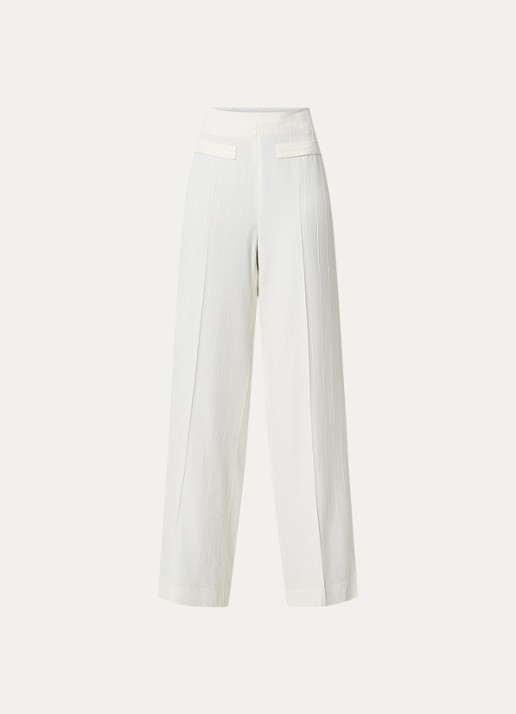 Sandro High waist wide fit pantalon met pailletten - voorkant 2 gebroken wit