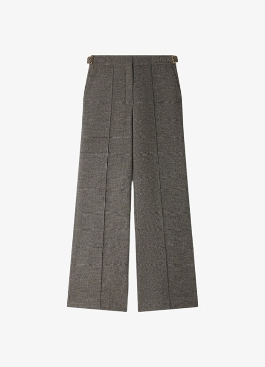 Sandro High waist wide fit pantalon met pied-de-poule dessin