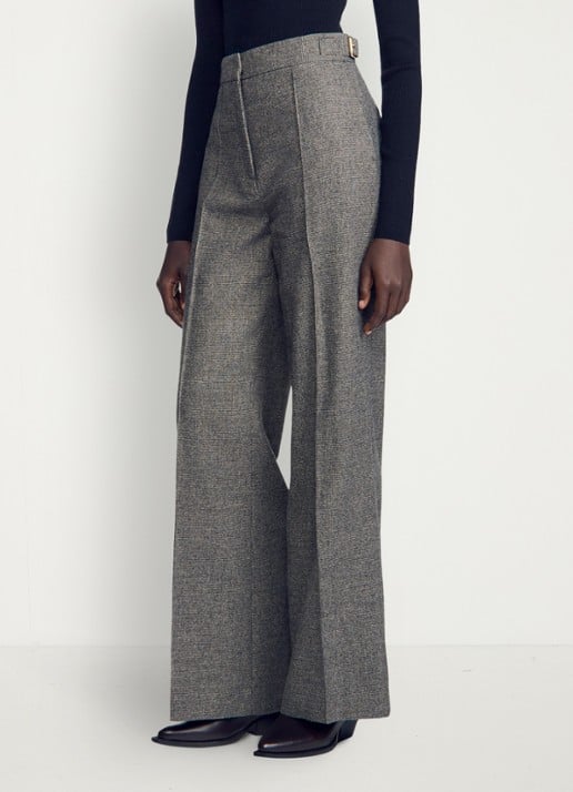Sandro High waist wide fit pantalon met pied-de-poule dessin