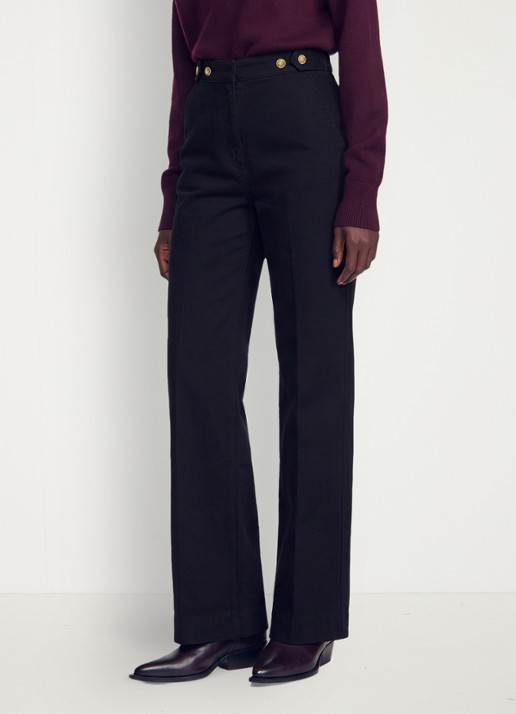 Sandro High waist wide fit pantalon met steekzakken