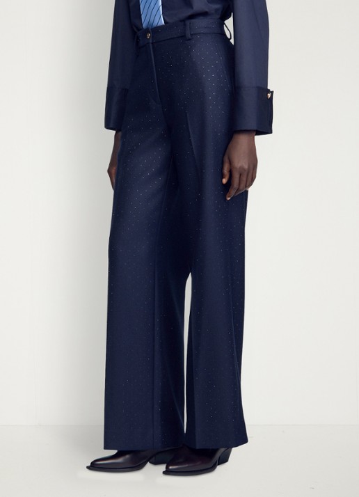 Sandro High waist wide fit pantalon met strass