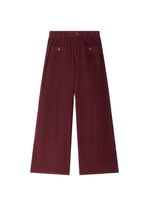 Sandro High waist wide fit pantalon van corduroy