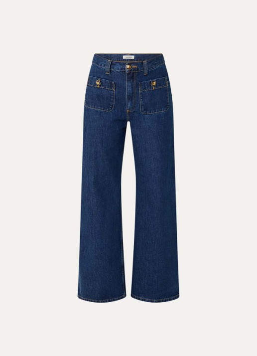 Sandro High waist wide leg jeans met donkere wassing - voorkant 2 donkerblauw