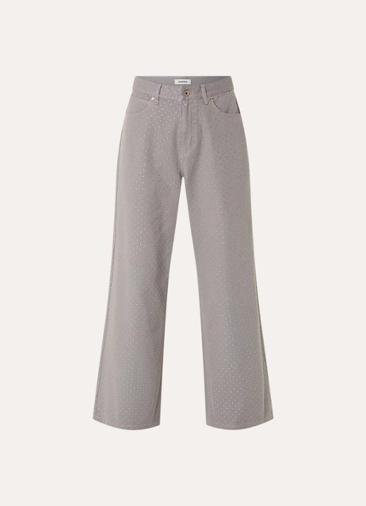 Sandro High waist wide leg jeans met gekleurde wassing en strass - voorkant 2 grijs