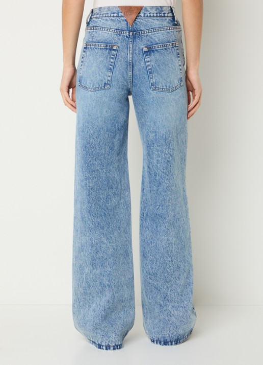 Sandro High waist wide leg jeans met lichte wassing - achterkant indigo