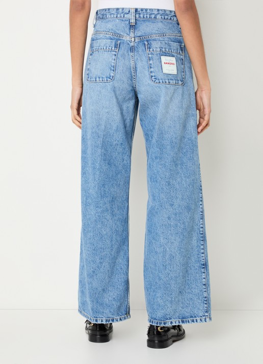 Sandro High waist wide leg jeans met medium wassing - achterkant indigo