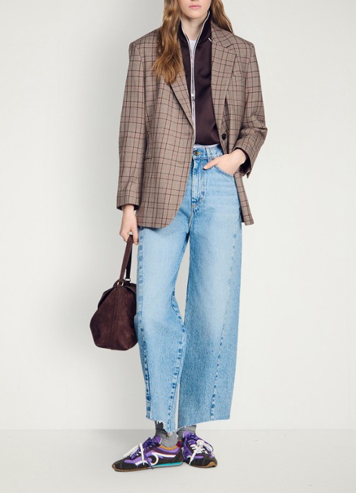 Sandro High waist wide leg jeans met steekzakken - voorkant 2 indigo