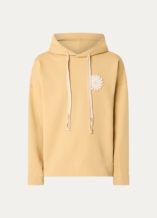 Sandro Hoodie met bloemborduring - voorkant okergeel