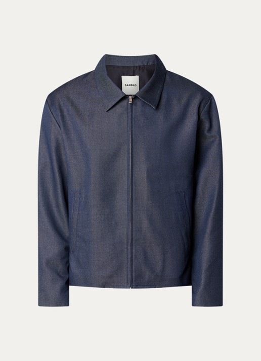 Sandro Jack in wolblend met steekzakken - voorkant donkerblauw