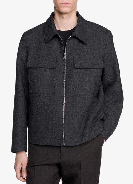 Sandro Jack in wolblend - detail 3 grijs
