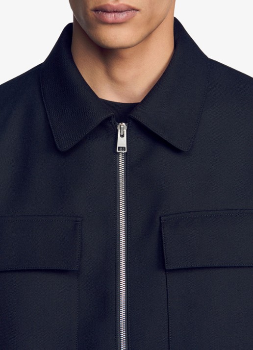 Sandro Jack in wolblend - detail 4 donkerblauw