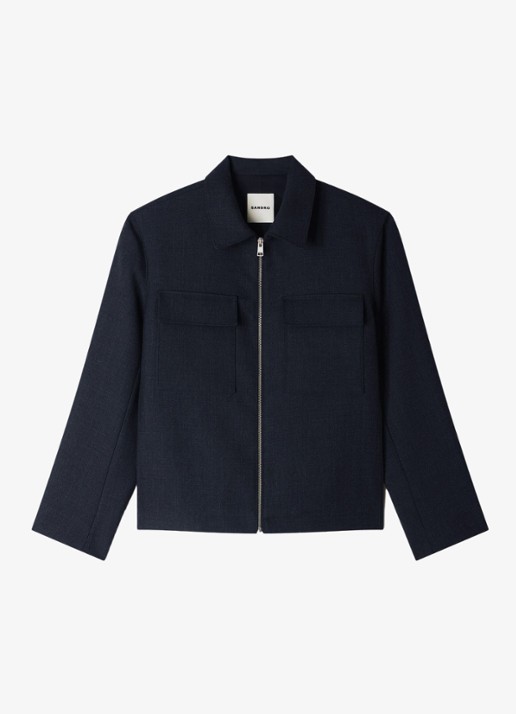 Sandro Jack in wolblend - voorkant donkerblauw